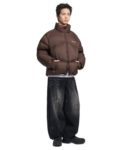 WASHED JUMBO DENIM PANTS - WASHED BLACK