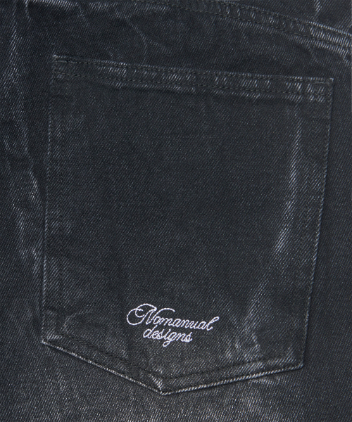 WASHED JUMBO DENIM PANTS - WASHED BLACK