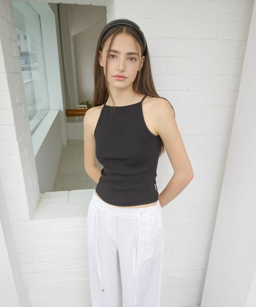 NYW LOGO BOAT-NECK SLEEVELESS_BLACK