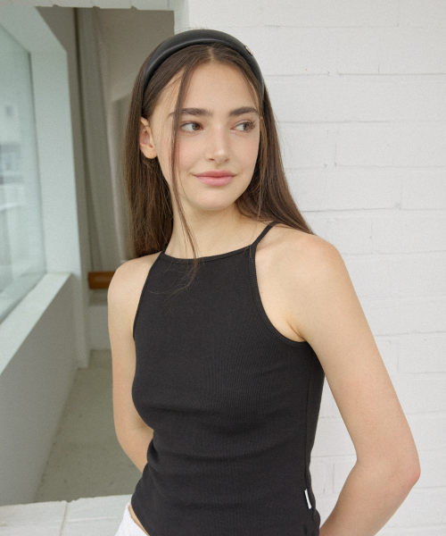 NYW LOGO BOAT-NECK SLEEVELESS_BLACK