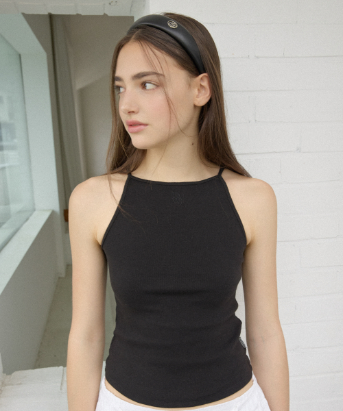 NYW LOGO BOAT-NECK SLEEVELESS_BLACK