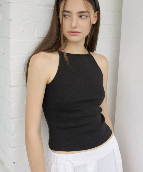 NYW LOGO BOAT-NECK SLEEVELESS_BLACK