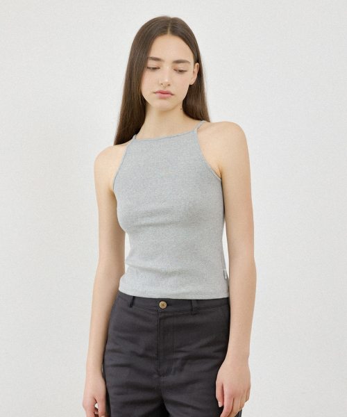 NYW LOGO BOAT-NECK SLEEVELESS_GRAY