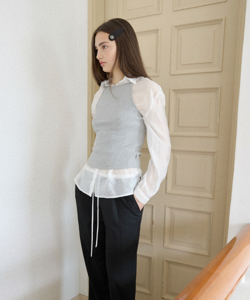 NYW LOGO BOAT-NECK SLEEVELESS_GRAY