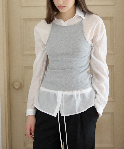 NYW LOGO BOAT-NECK SLEEVELESS_GRAY