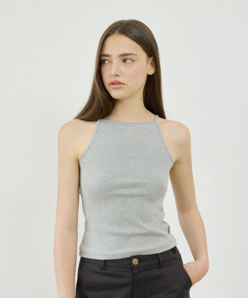 NYW LOGO BOAT-NECK SLEEVELESS_GRAY