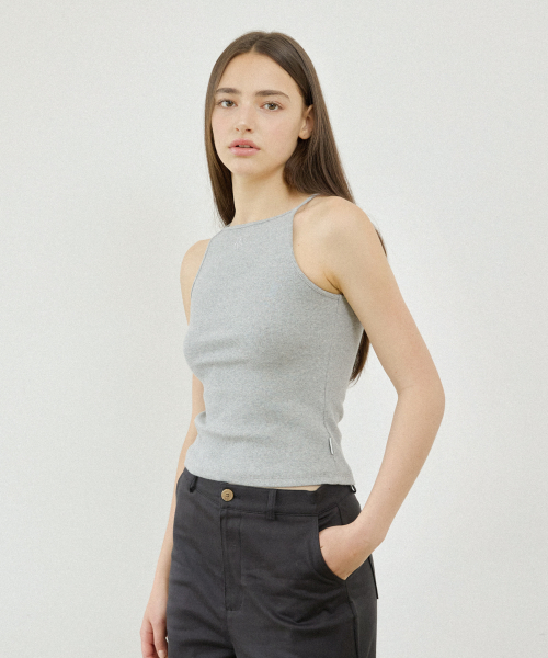 NYW LOGO BOAT-NECK SLEEVELESS_GRAY