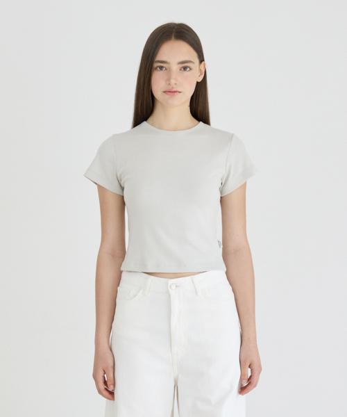 NYW EMBROIDERED WOMAN FIT T-SHIRTS_MINT GRAY