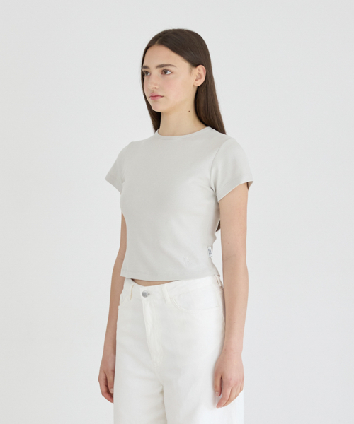 NYW EMBROIDERED WOMAN FIT T-SHIRTS_MINT GRAY