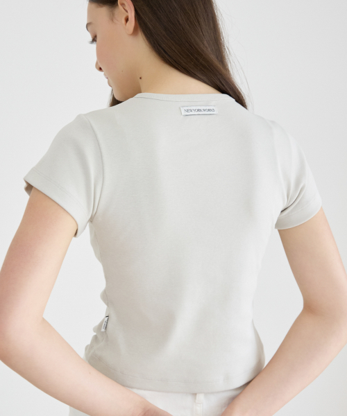 NYW EMBROIDERED WOMAN FIT T-SHIRTS_MINT GRAY