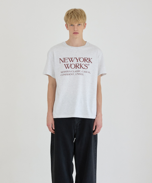 UNISEX NEWYORKWORKS OVER-FIT T-SHIRTS_WHITE MELANGE