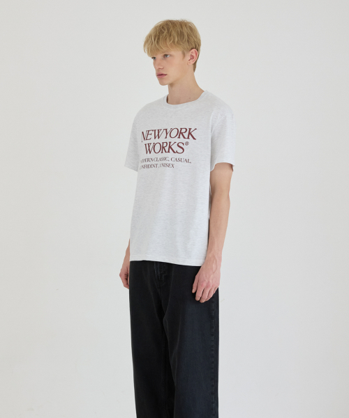 UNISEX NEWYORKWORKS OVER-FIT T-SHIRTS_WHITE MELANGE