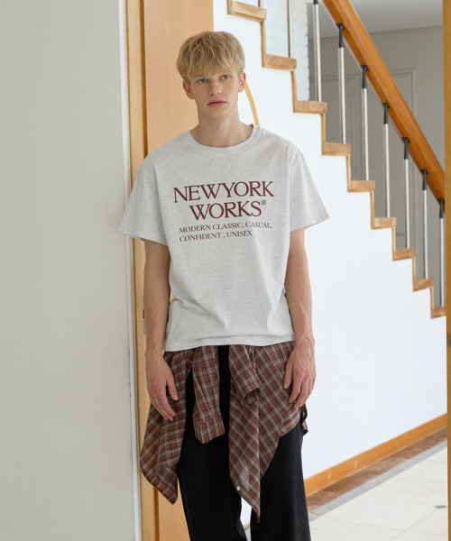 UNISEX NEWYORKWORKS OVER-FIT T-SHIRTS_WHITE MELANGE