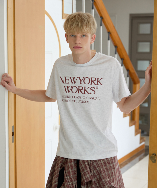 UNISEX NEWYORKWORKS OVER-FIT T-SHIRTS_WHITE MELANGE