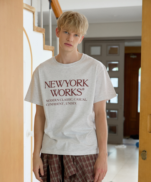 UNISEX NEWYORKWORKS OVER-FIT T-SHIRTS_WHITE MELANGE