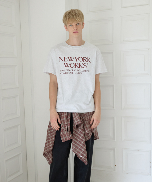 UNISEX NEWYORKWORKS OVER-FIT T-SHIRTS_WHITE MELANGE