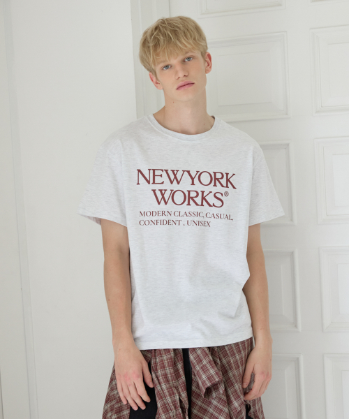 UNISEX NEWYORKWORKS OVER-FIT T-SHIRTS_WHITE MELANGE