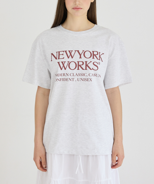 UNISEX NEWYORKWORKS OVER-FIT T-SHIRTS_WHITE MELANGE