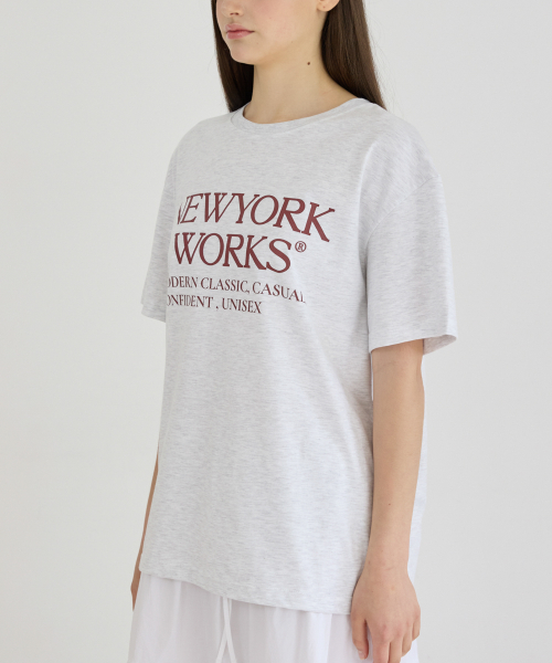 UNISEX NEWYORKWORKS OVER-FIT T-SHIRTS_WHITE MELANGE