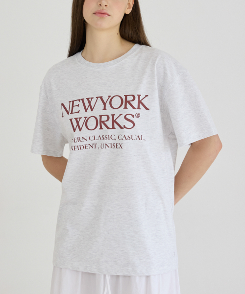 UNISEX NEWYORKWORKS OVER-FIT T-SHIRTS_WHITE MELANGE