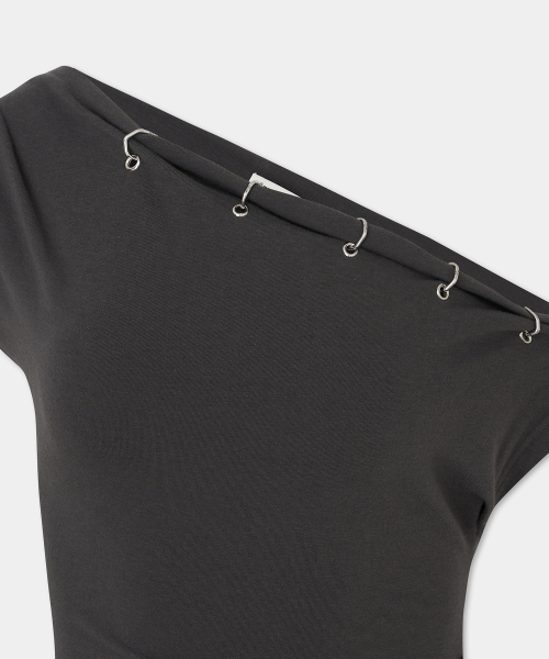Piercing Drape Top (Charcoal)