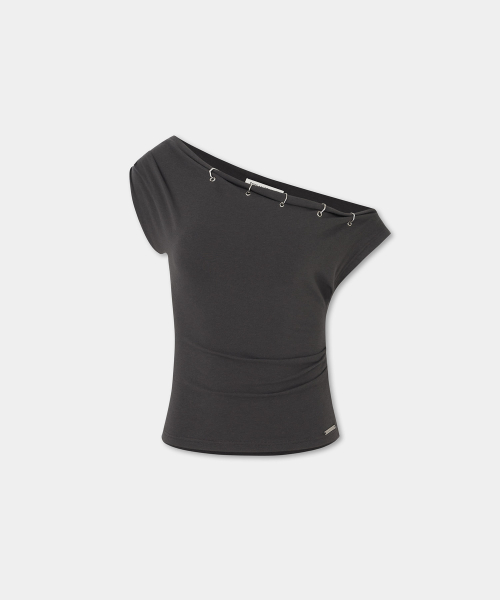 Piercing Drape Top (Charcoal)
