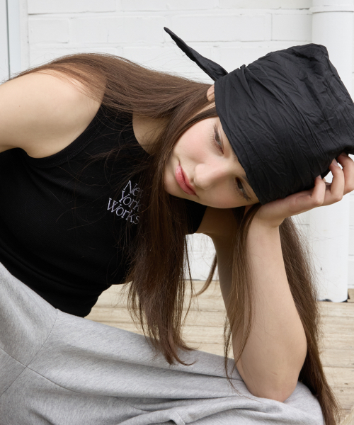 KNOTTED HAIR BANDANA_BLACK