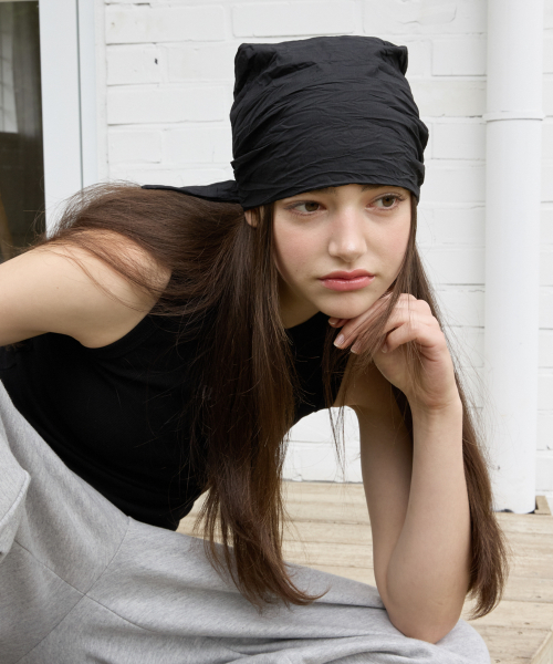 KNOTTED HAIR BANDANA_BLACK