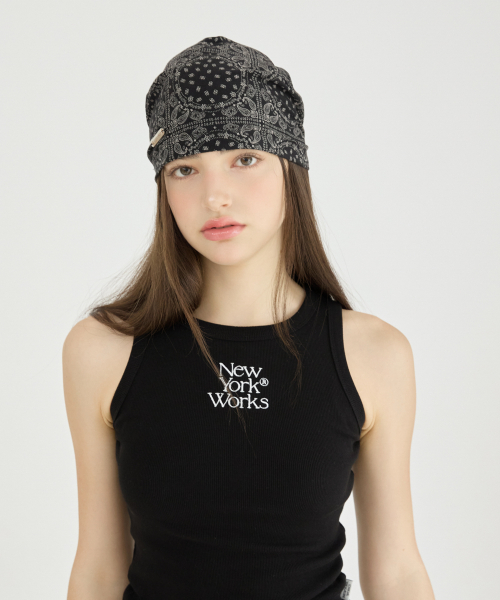 SUMMER PAISLEY BEANIE HAT_BLACK