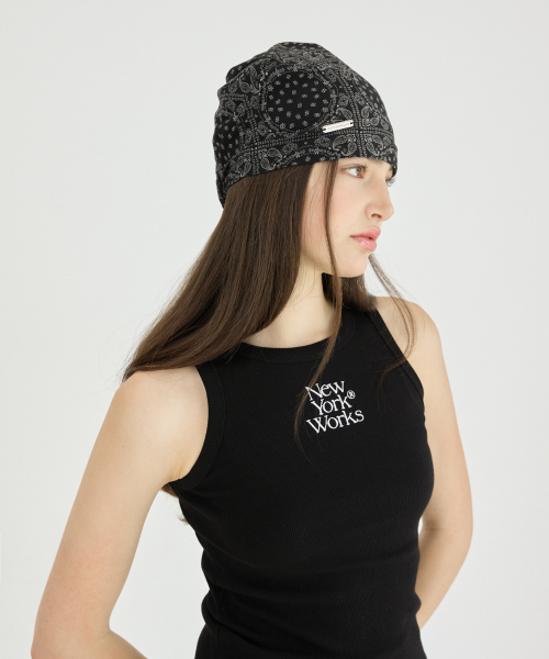 SUMMER PAISLEY BEANIE HAT_BLACK