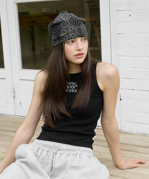 SUMMER PAISLEY BEANIE HAT_BLACK