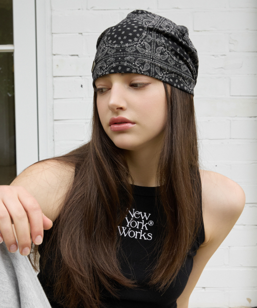 SUMMER PAISLEY BEANIE HAT_BLACK