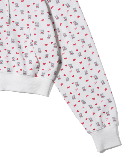PETITE PATTERN HOOD ZIP-UP WHITE