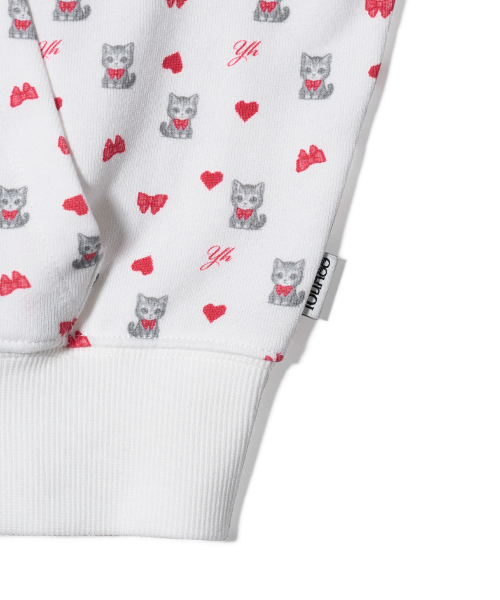 PETITE PATTERN HOOD ZIP-UP WHITE