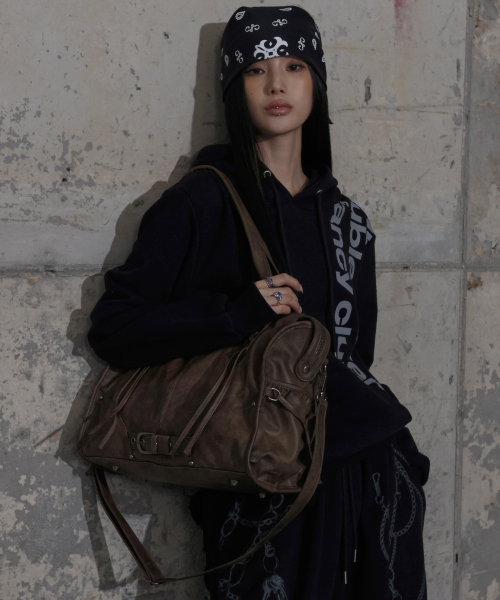 BELTED WASHING LEATHER BAG (BROWN) F25ZE990