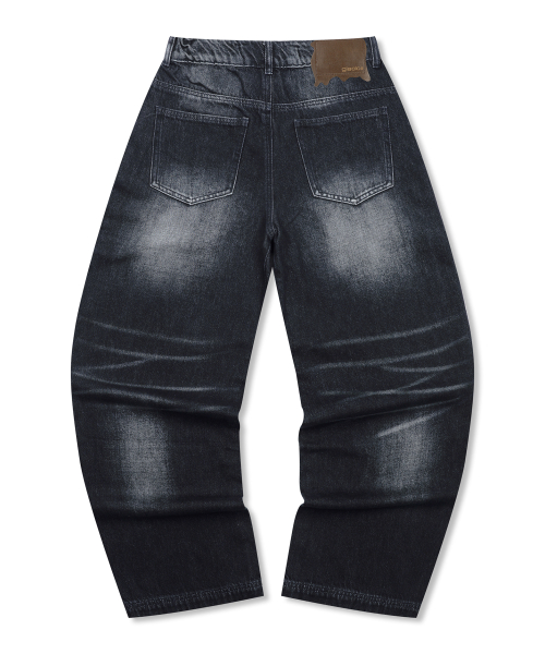 GP110 그림 펑크 워싱 데님 팬츠 (BLACK)
