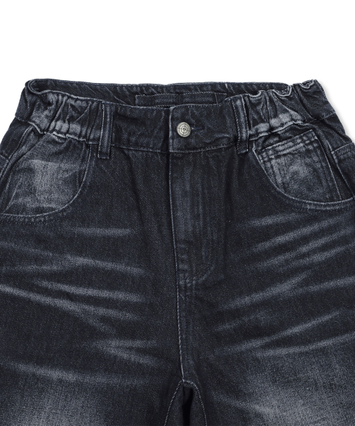 GP110 그림 펑크 워싱 데님 팬츠 (BLACK)