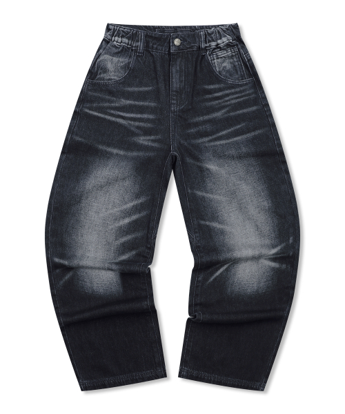 GP110 그림 펑크 워싱 데님 팬츠 (BLACK)