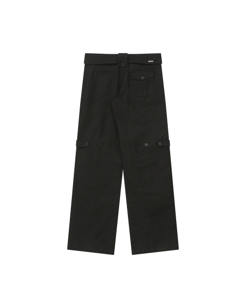 belted folding wide pants BLACK