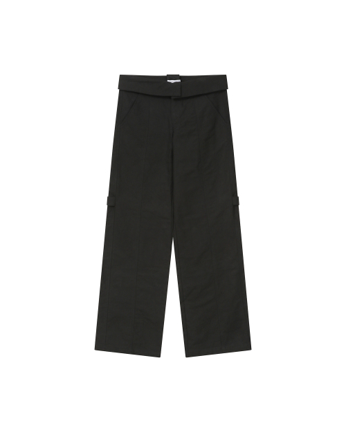 belted folding wide pants BLACK