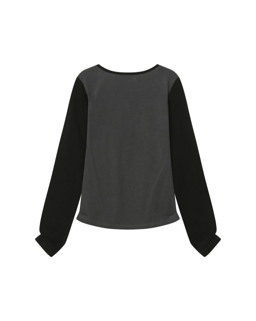 Henley neck long sleeves CHARCOAL