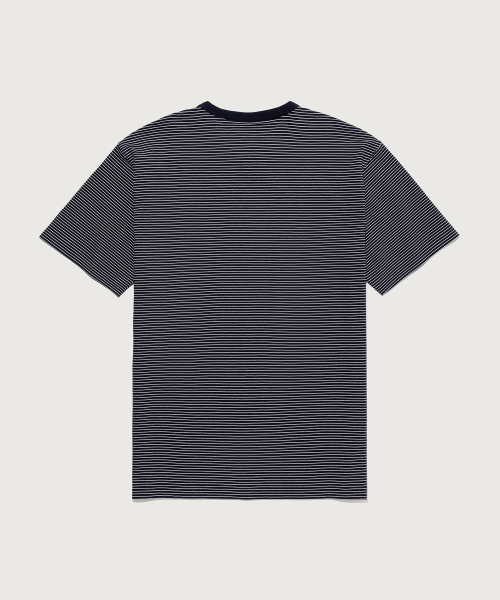 C로고 스트라이프 반팔 티셔츠 Navy
