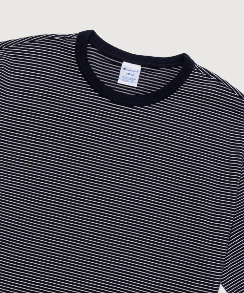 C로고 스트라이프 반팔 티셔츠 Navy