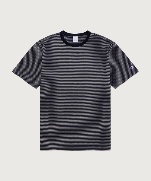 C로고 스트라이프 반팔 티셔츠 Navy