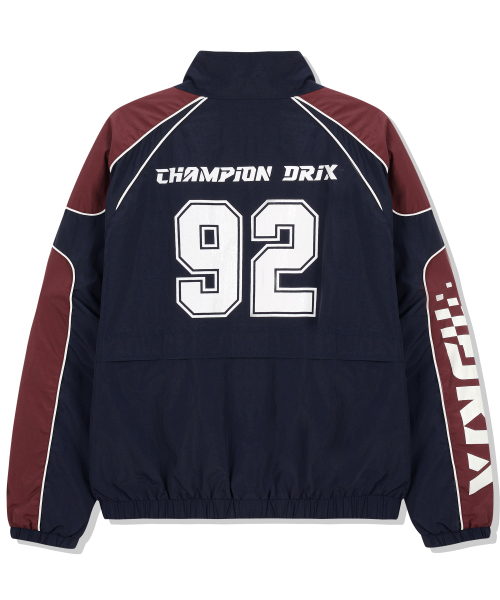 COLOR BLOCK PIPING RACING JACKET_NAVY