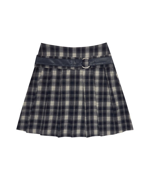 GT BELT CHECK SKIRT(NAVY)