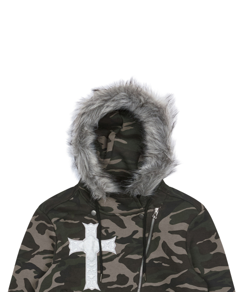 GT FUR UNBALANCE HOOD ZIP UP(CAMO)