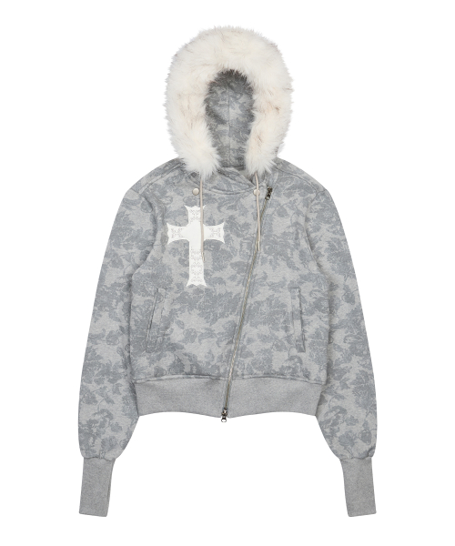 GT FUR UNBALANCE HOOD ZIP UP(3COLOR)