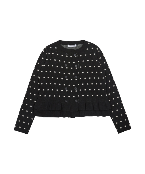 GT DOT FRILL CARDIGAN(BLACK)