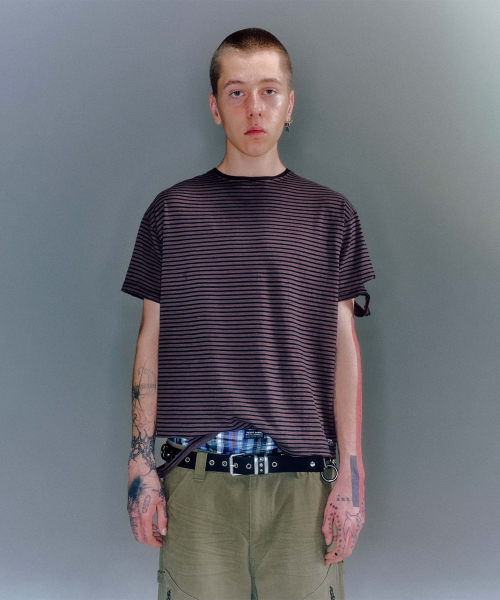 OVAN DAMEGED STRIPE T-SHIRT (2COLOR)
